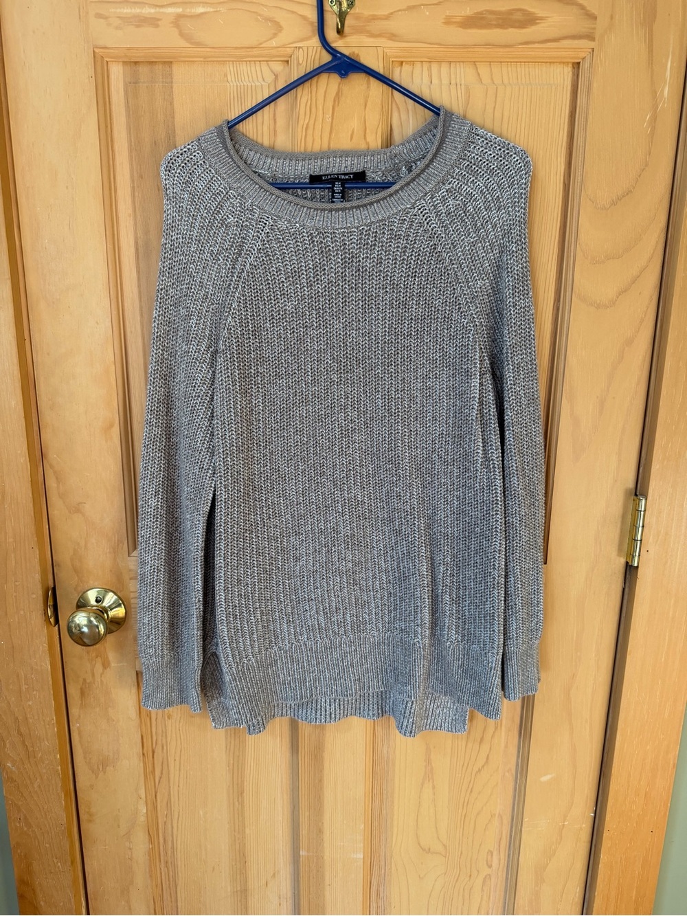 Ellen Tracy Gray Knit Crewneck Sweater